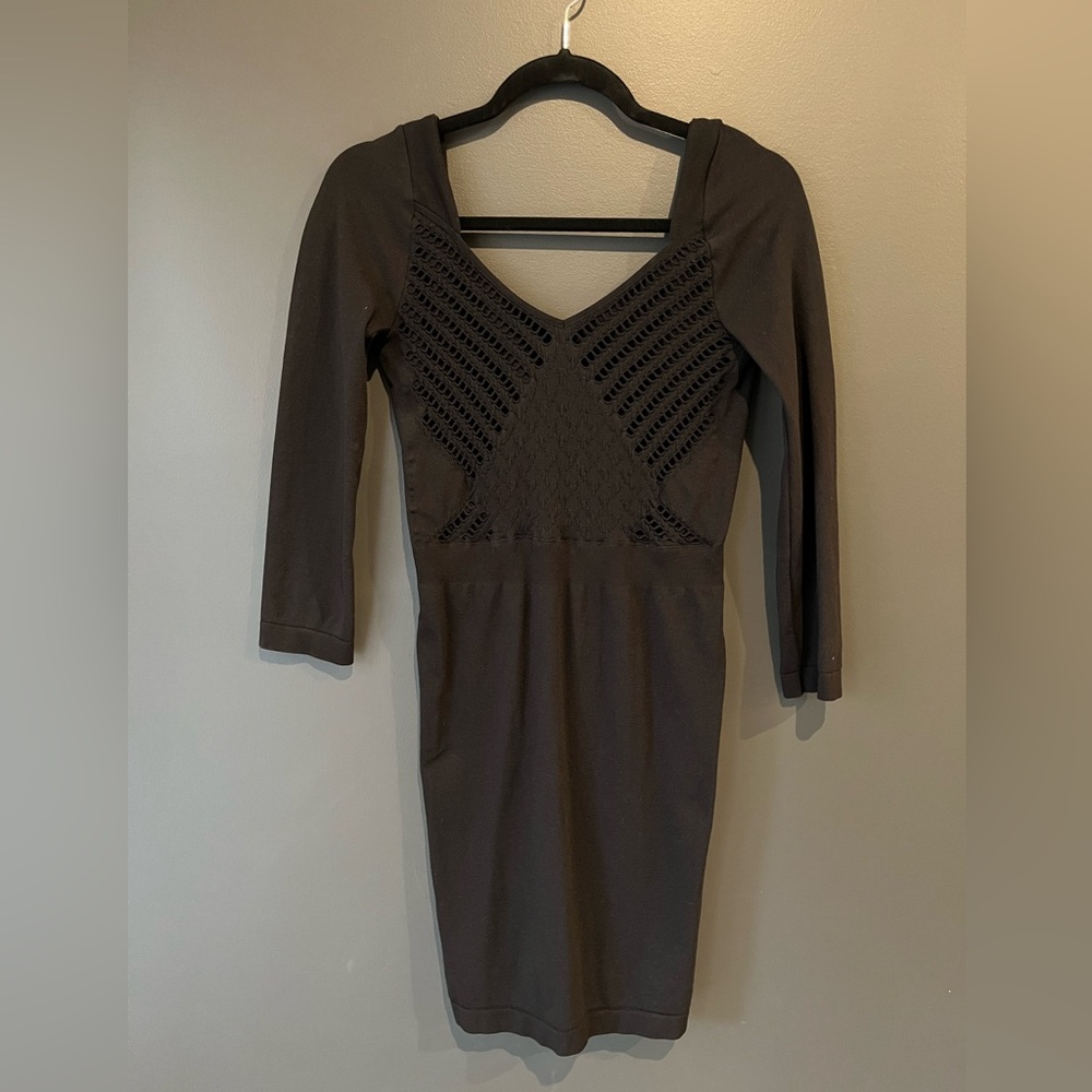 Free People- black fitted dress. Body con